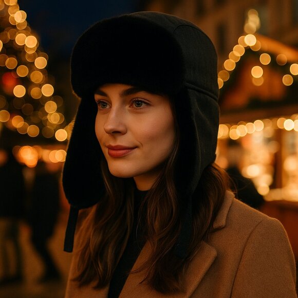 ✨ Dan Millen Y2K Faux-Fur Trapper Hat — Black (RN 109028) main image 13